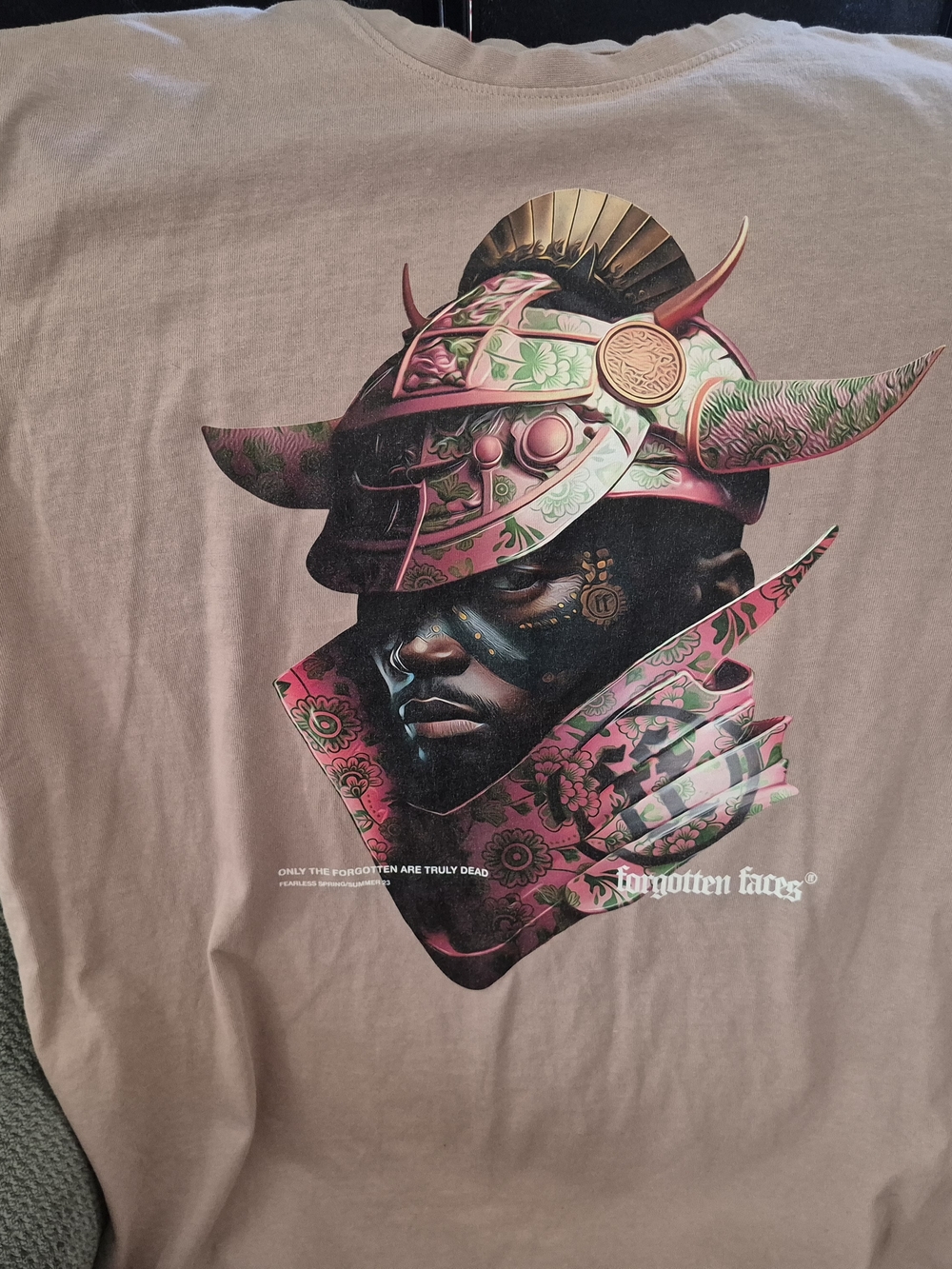 Forgotten Faces Floral Samurai Graphic Tee - Pink Taupe